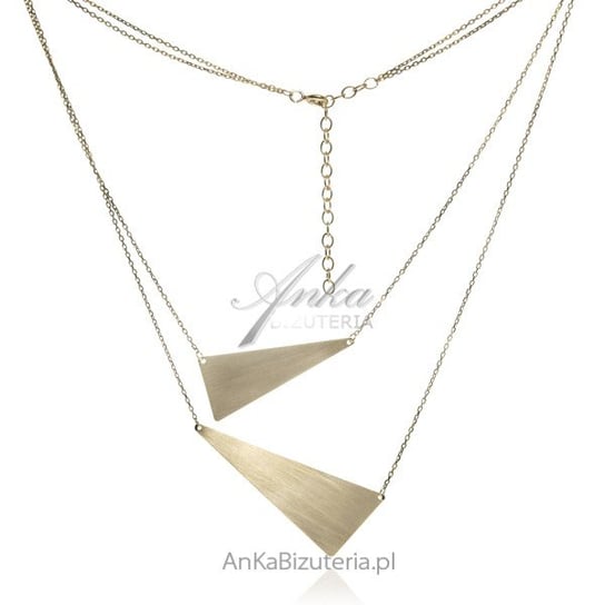 AnKa Biżuteria, Naszyjnik srebrny pozłacany podwójny z dwoma trójkąt AnKa Biżuteria