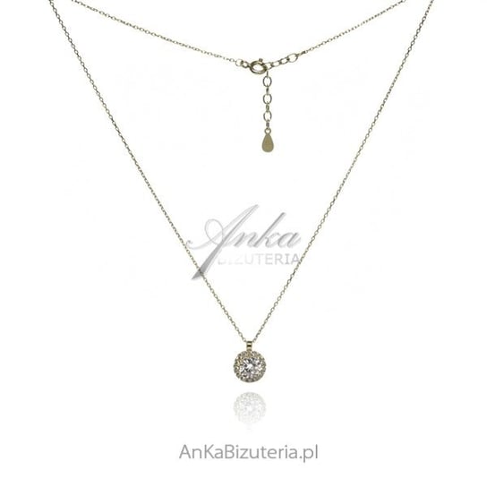 AnKa Biżuteria, Naszyjnik srebrny pozłacany z białą cyrkonią AnKa Biżuteria