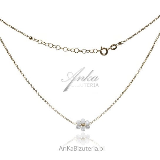 AnKa Biżuteria, Naszyjnik srebrny pozłacany z białym kwiatkiem AnKa Biżuteria