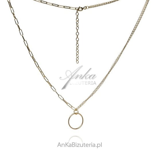 AnKa Biżuteria, Naszyjnik srebrny pozłacany z kółeczkiem i łańcuszki AnKa Biżuteria