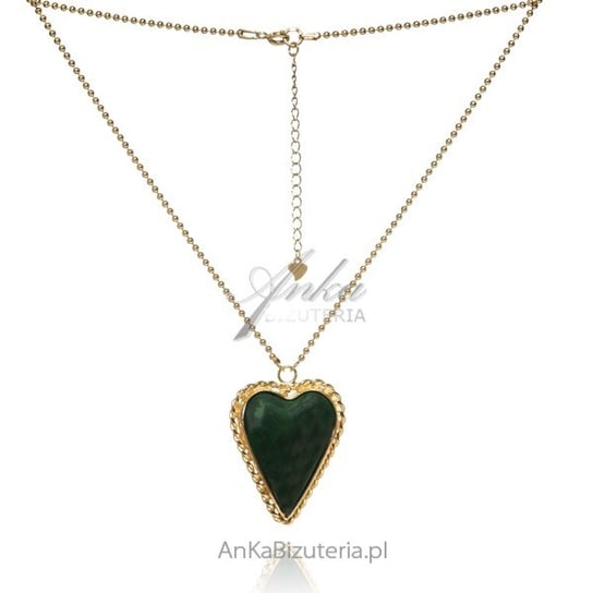 AnKa Biżuteria, Naszyjnik srebrny pozłacany z naturalnym zielonym ma AnKa Biżuteria