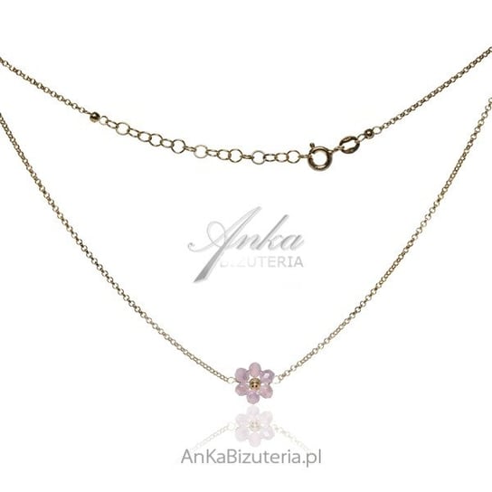 AnKa Biżuteria, Naszyjnik srebrny pozłacany z różowym subtelnym kwia AnKa Biżuteria