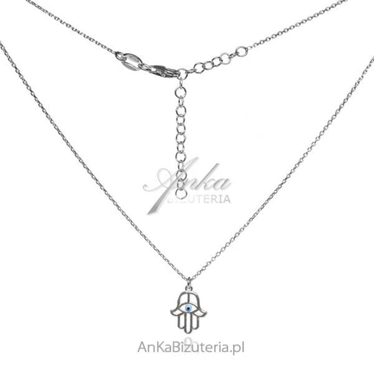 AnKa Biżuteria, Naszyjnik srebrny RĘKA FATIMY z niebieską emalią AnKa Biżuteria