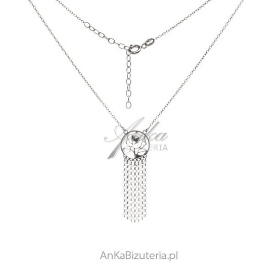 AnKa Biżuteria, Naszyjnik srebrny RÓŻĄ z wiszącymi łańcuszkami AnKa Biżuteria