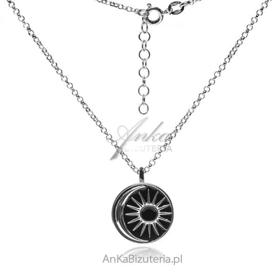 AnKa Biżuteria, Naszyjnik srebrny Słońce w księżycu na czarnej emali AnKa Biżuteria