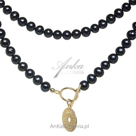 AnKa Biżuteria, Naszyjnik srebrny z czarnych pereł pozłacany AnKa Biżuteria
