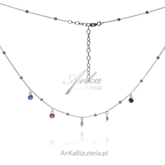 AnKa Biżuteria, Naszyjnik srebrny z kolorowymi cyrkoniami AnKa Biżuteria