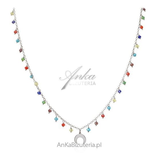 AnKa Biżuteria, Naszyjnik srebrny z kolorowymi cyrkoniami i księżyce AnKa Biżuteria