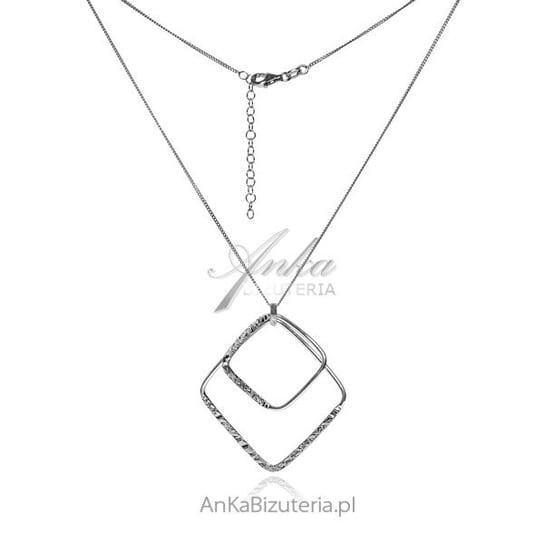 AnKa Biżuteria, Naszyjnik srebrny z kwadratową karbowaną przywieszką AnKa Biżuteria