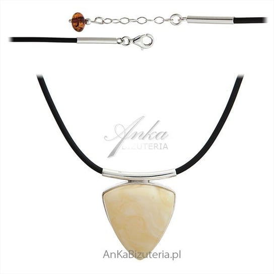 AnKa Biżuteria, Naszyjnik srebrny z naturalnym bursztynem na kauczuk AnKa Biżuteria