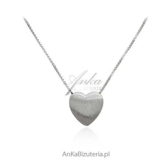 AnKa Biżuteria, Naszyjnik srebrny z pięknym serduszkiem satynowym AnKa Biżuteria