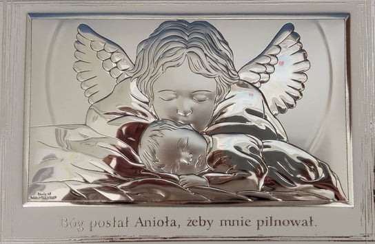 AnKa Biżuteria, Obrazek srebrny Aniołek nad dzieckiem 13,5 cm* 9 cm Inna marka