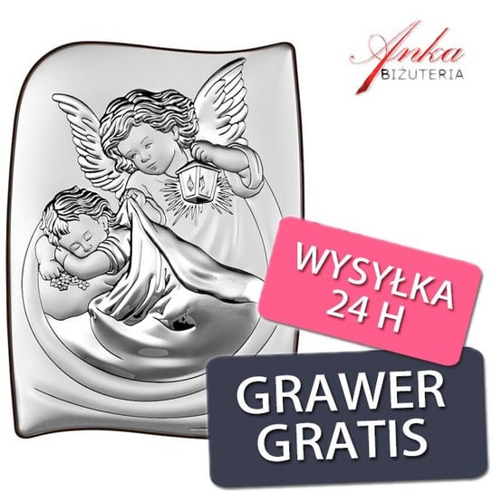 AnKa Biżuteria, Obrazek srebrny Aniołek z latarenką 13,5 cm/18 cm GR Inna marka