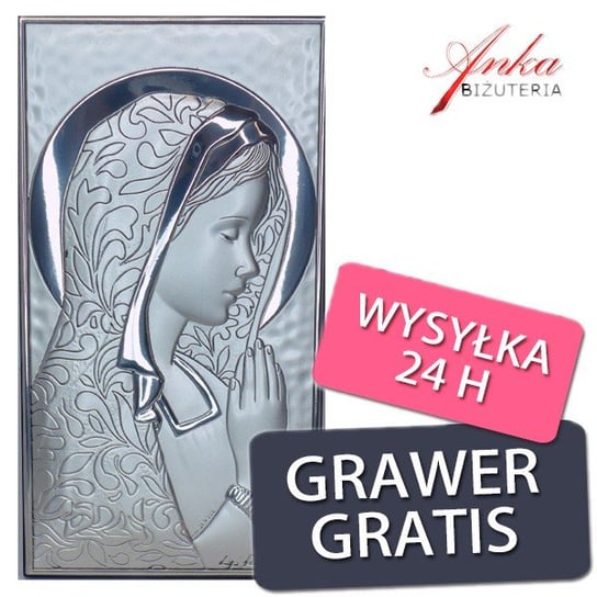 AnKa Biżuteria, Obrazek srebrny Madonna 8,5 cm * 4,5 cm Inna marka