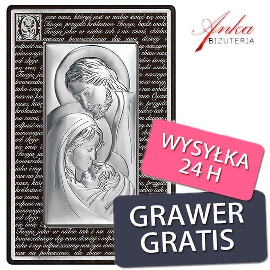 AnKa Biżuteria, Obrazek srebrny Święta Rodzina 22,4 cm*34,4 cm Inna marka