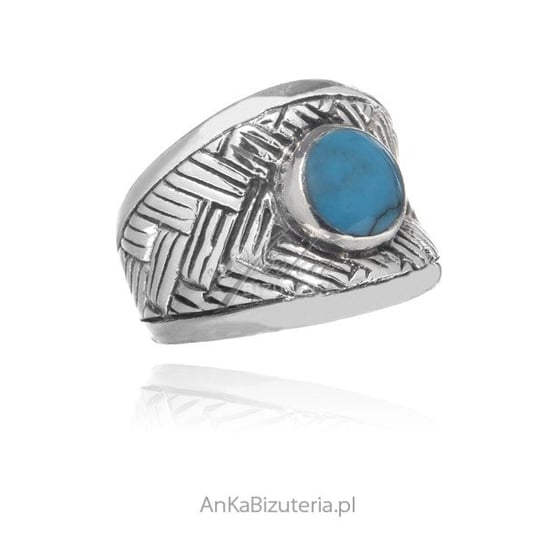 AnKa Biżuteria, Oryginalny oksydowany pierścionek srebrny z niebiesk AnKa Biżuteria