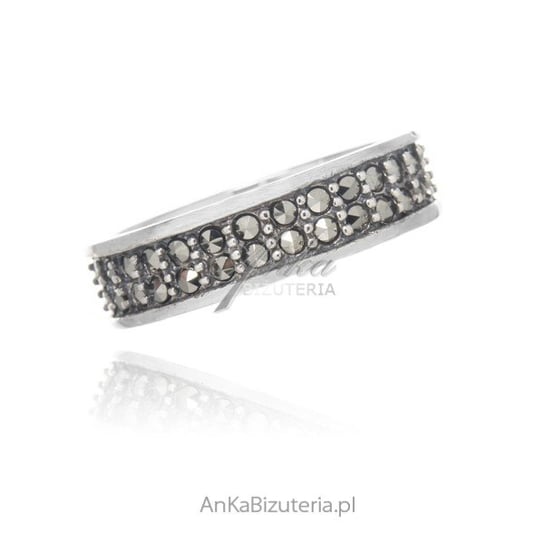 AnKa Biżuteria, Pierścionek obrączka srebrna z markazytami AnKa Biżuteria