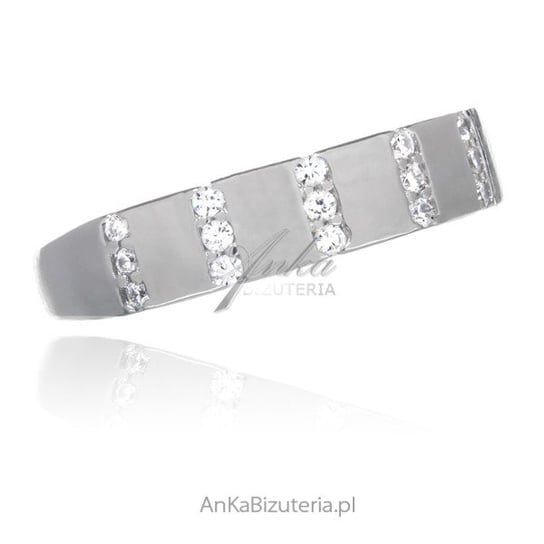AnKa Biżuteria, Pierścionek srebrny - obrączka z białymi cyrkoniami AnKa Biżuteria