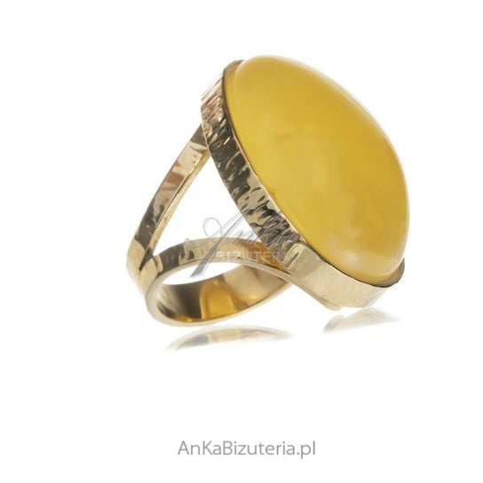 AnKa Biżuteria, Pierścionek srebrny pozłacany z żółtym bursztynem PI AnKa Biżuteria