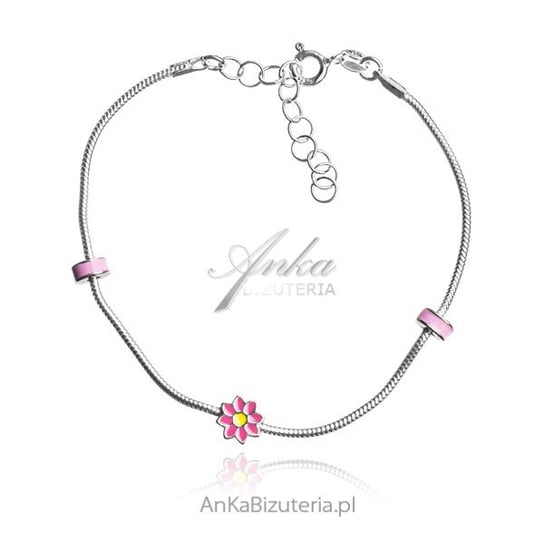 AnKa Biżuteria, Srebrna bransoletka dla dziewczynek z różową emalią AnKa Biżuteria