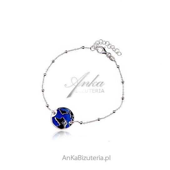AnKa Biżuteria, Srebrna bransoletka PLANETA ZIEMIA z niebieską emali AnKa Biżuteria