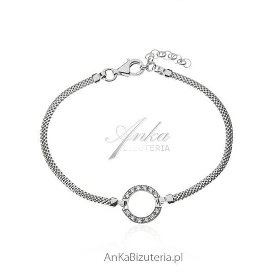 AnKa Biżuteria, Srebrna bransoletka włoska z kółkiem i cyrkoniami AnKa Biżuteria