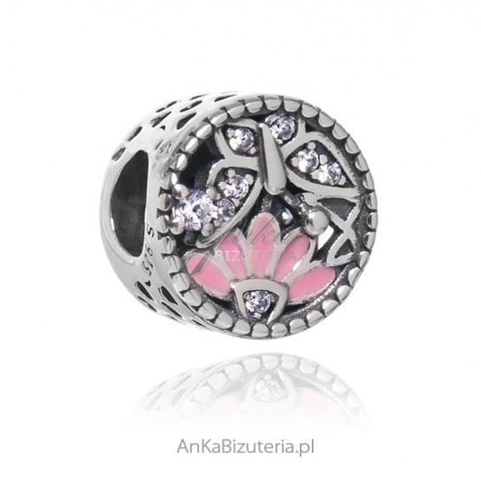 AnKa Biżuteria, Srebrna zawieszka wisiorek Charms z różowym kwiatkie AnKa Biżuteria