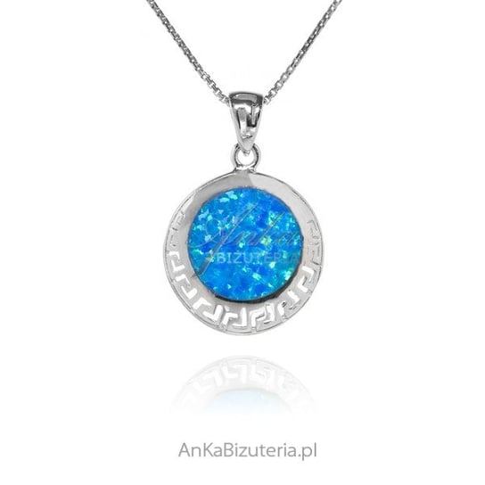 AnKa Biżuteria, Srebrna zawieszka z niebieskim opalem z greckim wzor AnKa Biżuteria