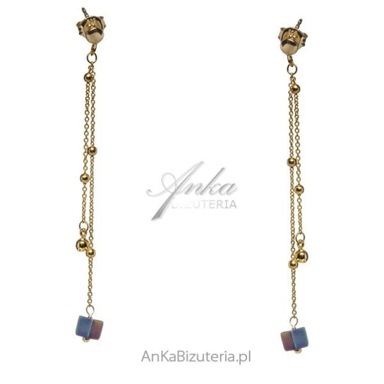 AnKa Biżuteria, Srebrne kolczyki pozłacane z kolorowym hematytem AnKa Biżuteria