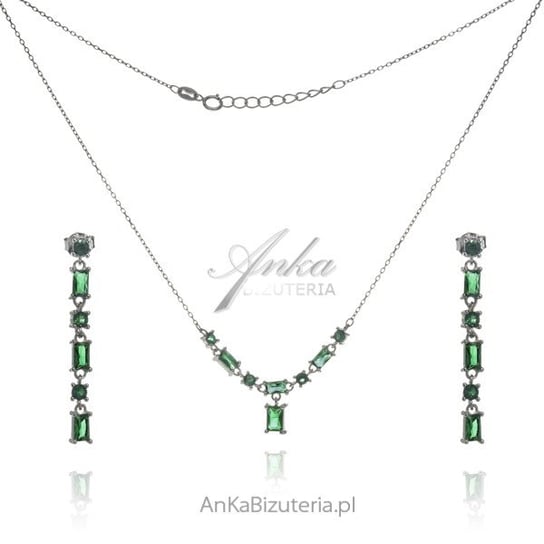AnKa Biżuteria, Srebrny komplet biżuterii z zieloną cyrkonią AnKa Biżuteria