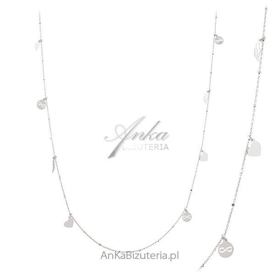 AnKa Biżuteria, Srebrny naszyjnik długi z przywieszkami SERCE - NI AnKa Biżuteria
