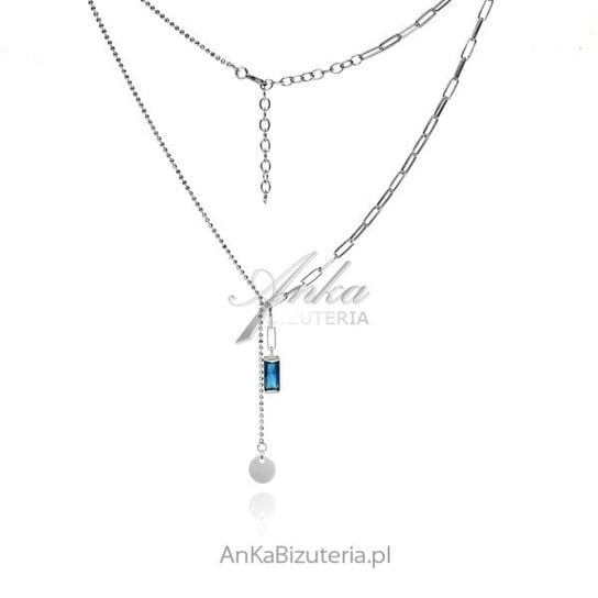AnKa Biżuteria, Srebrny naszyjnik KRAWATKA z niebieską cyrkonią - Ko AnKa Biżuteria
