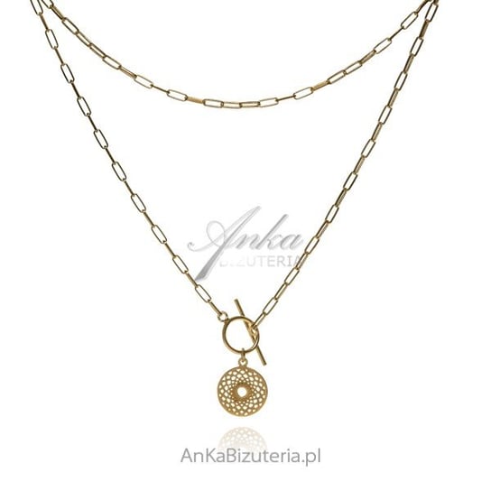 AnKa Biżuteria, Srebrny naszyjnik pozłacany ROZETA z tibonem z łańcu AnKa Biżuteria
