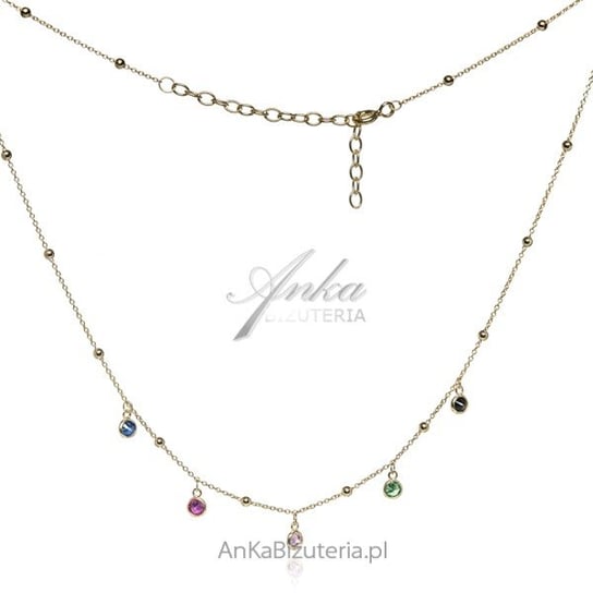 AnKa Biżuteria, Srebrny naszyjnik pozłacany z kolorowymi cyrkoniamii AnKa Biżuteria
