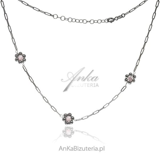 AnKa Biżuteria, Srebrny naszyjnik z różowymi kwiatkami AnKa Biżuteria