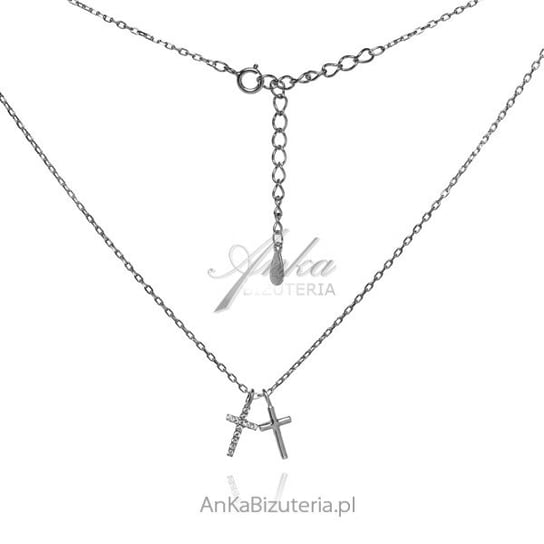 AnKa Biżuteria, Srebrny naszyjnik z subtelnymi dwoma krzyżykami AnKa Biżuteria