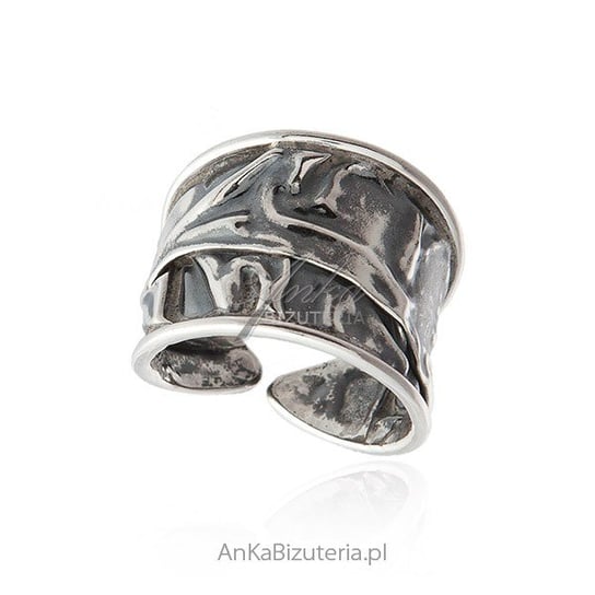 AnKa Biżuteria, Srebrny pierścionek oksydowany - Oryginalny ręcznie AnKa Biżuteria