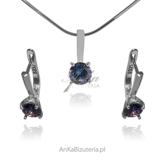 AnKa Biżuteria, Subtelny komplet biżuterii srebrnej z kryształem w k AnKa Biżuteria