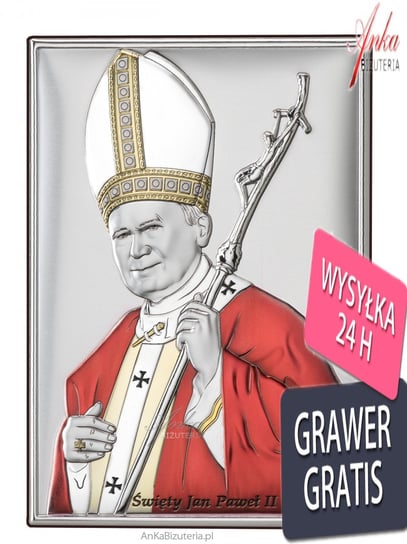 AnKa Biżuteria, Święty Jan Paweł II - kolorowy obrazek srebrny Inna marka