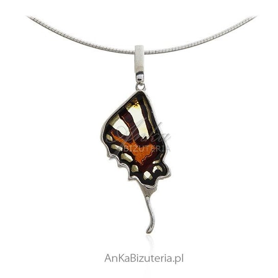 AnKa Biżuteria, Wisiorek srebrny z bursztynem - Skrzydełko motylka AnKa Biżuteria