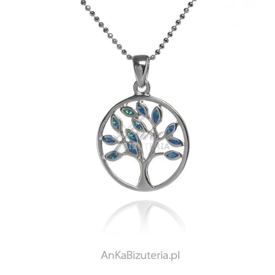 AnKa Biżuteria, Zawieszka srebrna DRZEWKO SZCZĘŚCIA z niebieskim opa AnKa Biżuteria