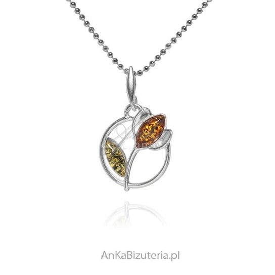 AnKa Biżuteria, Zawieszka srebrna z bursztynem - kwiatek AnKa Biżuteria