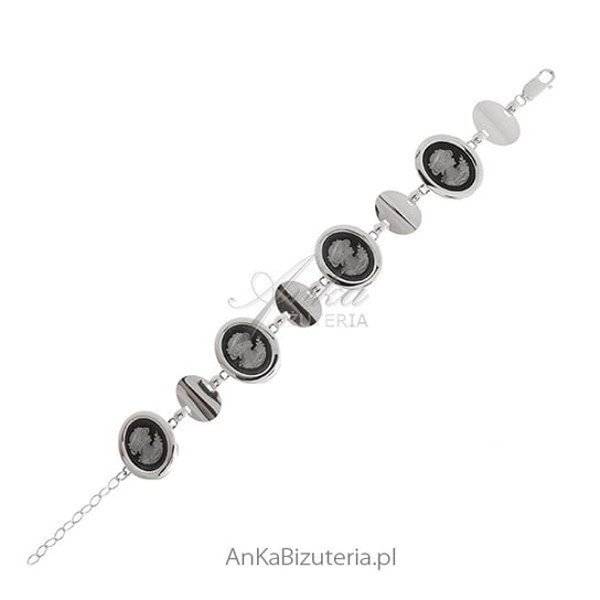 ankabizuteria.pl Bransoletka srebrna KAMEA -DAMA W KAPELUSZU -eleganc AnKa Biżuteria