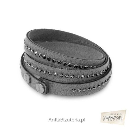 ankabizuteria.pl Bransoletka Swarovski Fancy - szara, Czarne kryształ AnKa Biżuteria