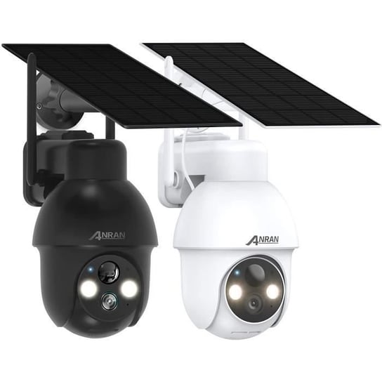 ANRAN 2-częściowa kamera monitorująca 2K HD 3MP bezprzewodowy zewnętrzny panel słoneczny wykrywanie PIR kompatybilny z Alexa i Google Home ANRAN
