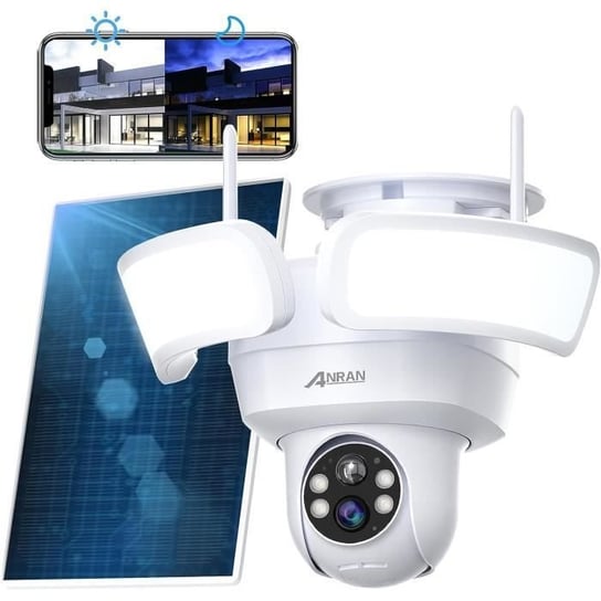 ANRAN Floodlight PTZ Reflektor Kamera monitorująca 360 ° 2K 3MP HD WiFi Zewnętrzna słoneczna bezprzewodowa inteligentna oświetlenie ANRAN