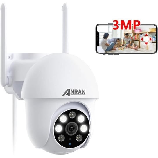 ANRAN Zewnętrzna kamera monitorująca 3 MP Wi-Fi 2,4 GHz Dwukierunkowy dźwięk 355 ° Detekcja ruchu Automatyczne śledzenie ANRAN
