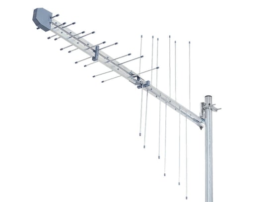 Antena 2LOG ze wzmacniaczem, gniazdem F i filtrem LTE, polaryzacja pozioma/pionowa. Barczak Electronics