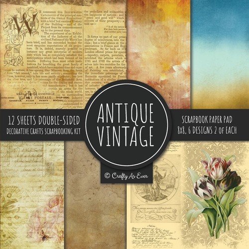 Antique Vintage Scrapbook Paper Pad 8x8 Decorative Scrapbooking Kit Collection for Cardmaking, DIY Crafts, Creating, Old Style Theme, Multicolor Designs Artchur