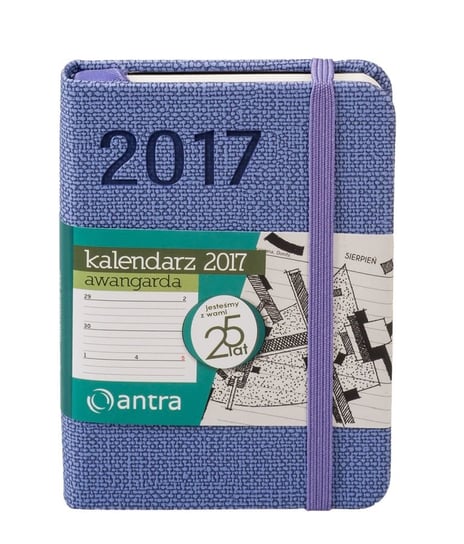 Antra, kalendarz kieszonkowy 2017, format A7, Awangarda, fioletowy Vemag